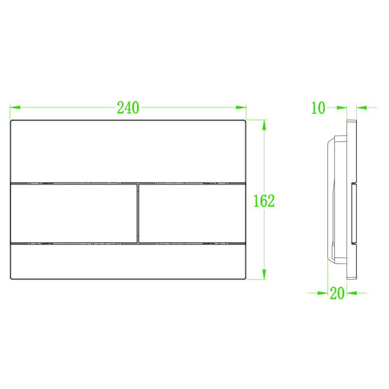 Панель змиву Koer KT-0603-03 240x160x10mm пластикова, кнопка лінійна (колір білий) (KR5318)
