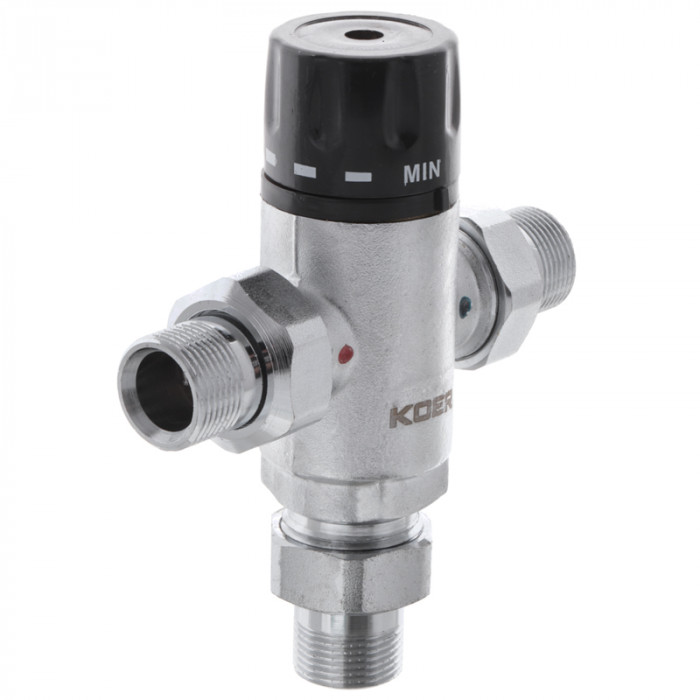 Клапан змішувач термостатичний триходовий 3/4'' (з накидн. гайками) Koer KR.1258 (KR2818)