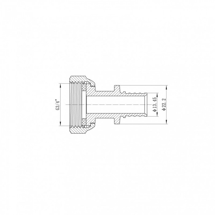 Перехідник з накидною гайкою під плоске ущільнення Koer KA.A08F-16S - 16(2.2mm) x 3/4"F (KR4866)