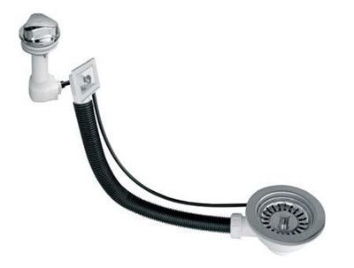 Злив для кухонної мийки (автомат) з квадратним переливом PUFS113R-CP 11/2