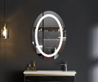 Дзеркало MIXXUS PLAIN MV02-50x70 з LED Touch, Anti-fog, димером, рег. яскравості, годинником (MI6010)
