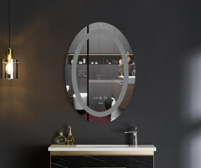 Дзеркало Mixxus PLAIN MV02-50x70 з Led Touch, Anti-fog, димером, регулятором яскравості, годинником (MI6010)