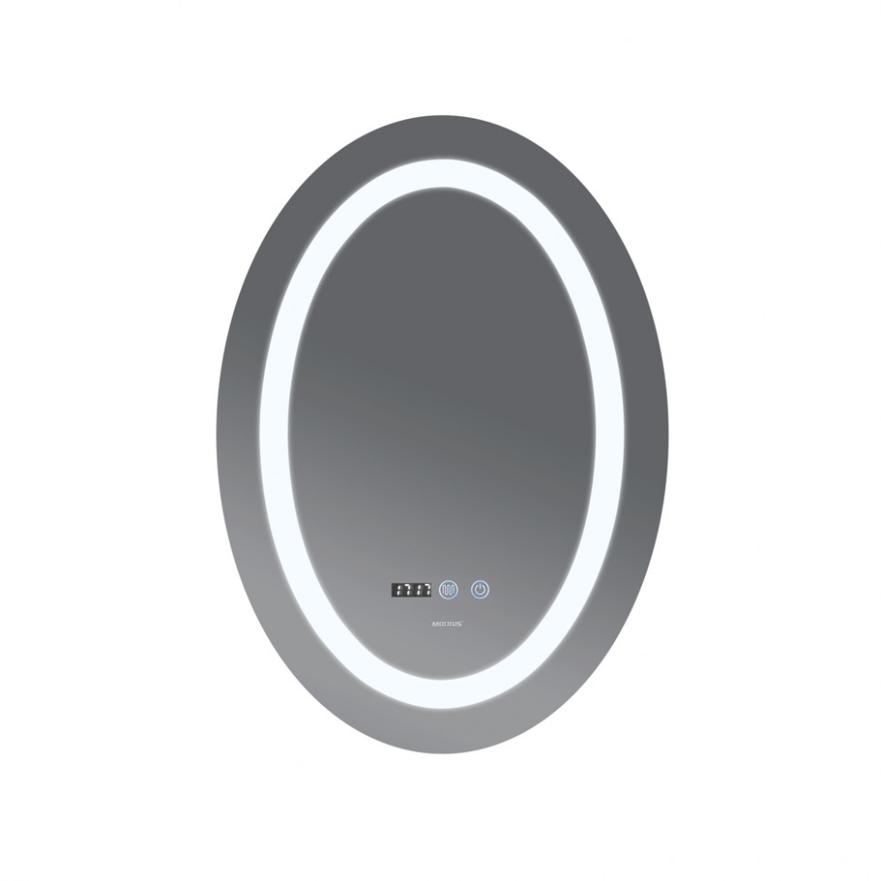 Дзеркало Mixxus PLAIN MV02-50x70 з Led Touch, Anti-fog, димером, регулятором яскравості, годинником (MI6010)