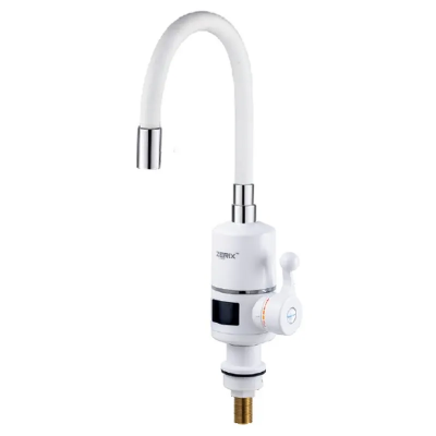 Проточний водонагрівач Zerix ELW06-EF-WHITE 3,3 kW з індикатором температури, силіконовий вилив, на мийку (ZX5856)