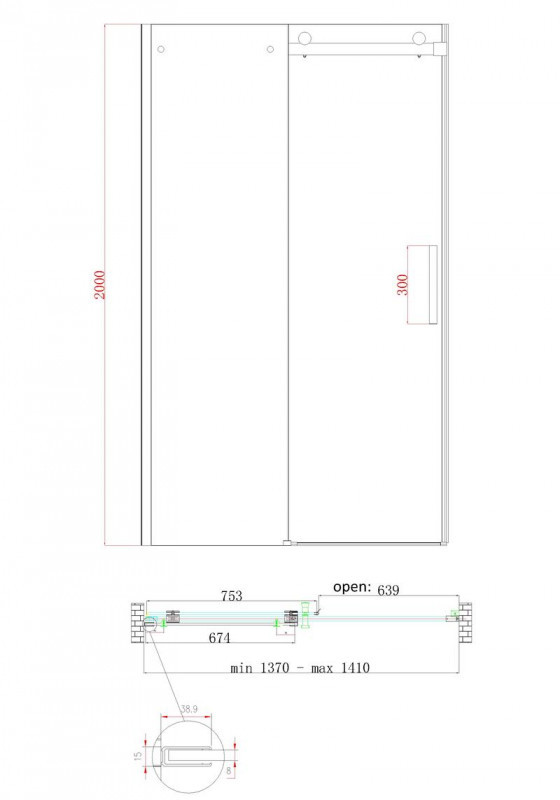 Двері в нішу Koer SR SD01-140x200-TR-01 прозоре скло Easy Clean 8мм, хром (KR5380)