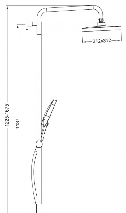 Душова колона зі змішувачем Koer KB-56030-07, 3 функції (KR5429)