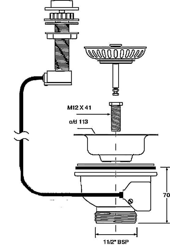 Злив для кухонної мийки автомат  PUS113-CP 11/2