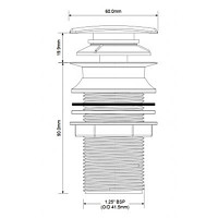 Злив латунний квадратний до умивальника "клік-клак" без перелива 1 1/4*90*60 DECOR CWU60SQCB
