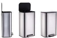 Відро для сміття з плавним закриттям прямокутне MIXXUS BEVEL-TC0112 SS COLOR 12л (колір нержавійка) (MI7087)