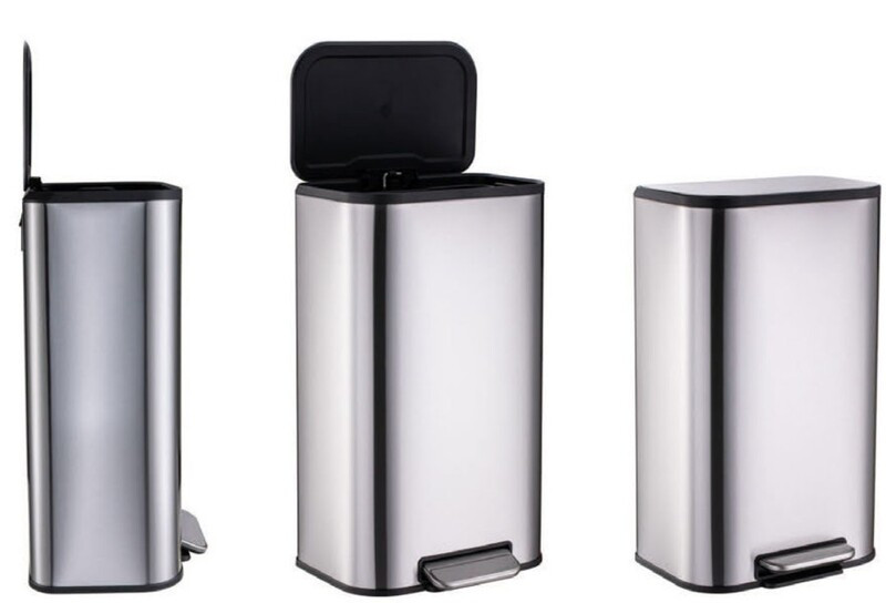 Відро для сміття з плавним закриттям прямокутне MIXXUS BEVEL-TC0112 SS COLOR 12л (колір нержавійка) (MI7087)