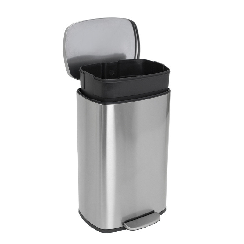 Відро для сміття з плавним закриттям прямокутне MIXXUS BEVEL-TC0112 SS COLOR 12л (колір нержавійка) (MI7087)