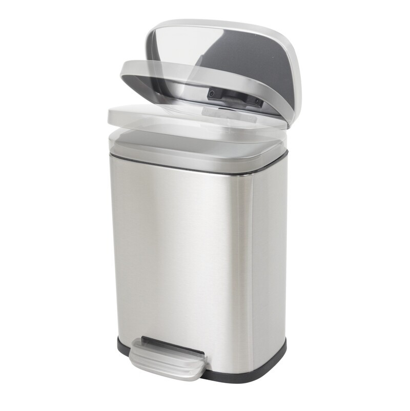 Відро для сміття з плавним закриттям прямокутне MIXXUS BEVEL-TC0112 SS COLOR 12л (колір нержавійка) (MI7087)