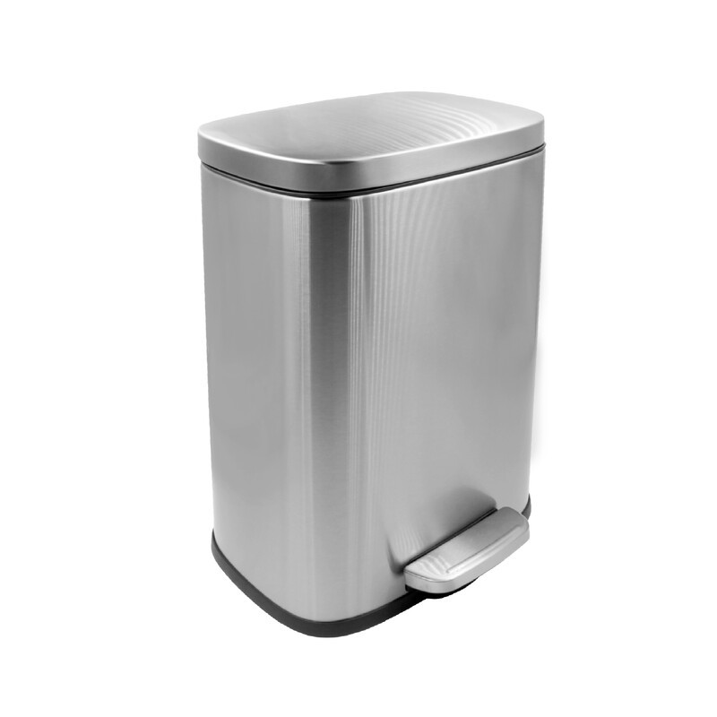 Відро для сміття з плавним закриттям прямокутне MIXXUS BEVEL-TC0112 SS COLOR 12л (колір нержавійка) (MI7087)