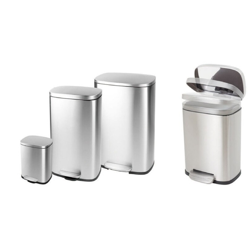 Відро для сміття з плавним закриттям прямокутне MIXXUS BEVEL-TC0112 SS COLOR 12л (колір нержавійка) (MI7087)