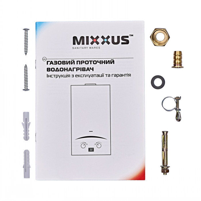 Газова колонка MIXXUS GWH-0610 BASIC GLASS димохідна 10 л/хв (панель зі скла з малюнком) (WH0027)