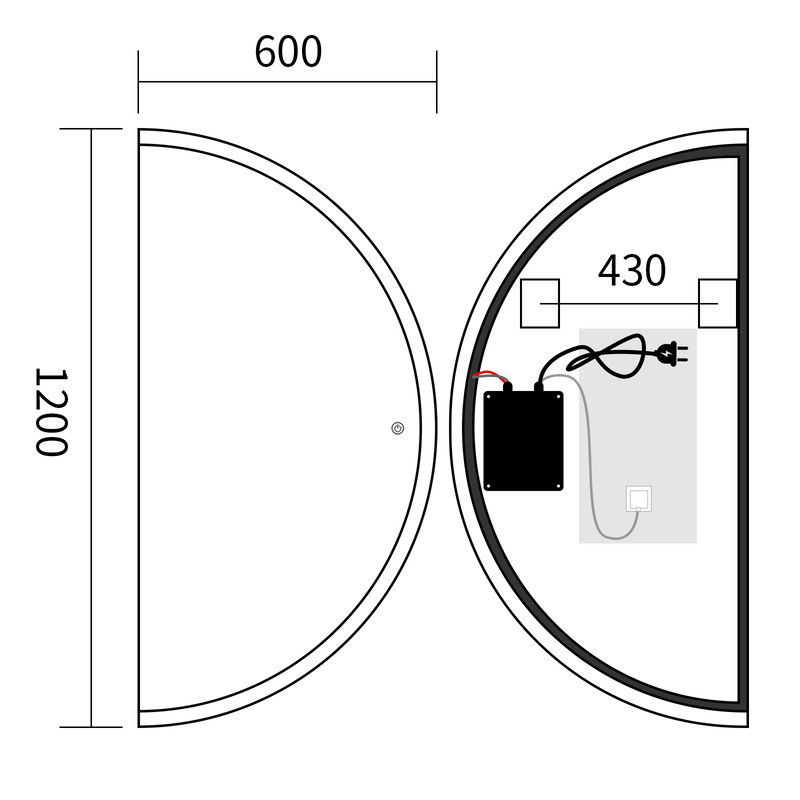 Дзеркало MIXXUS PREMIUM TOPPER MS03-60x120 з LED Touch, Anti-fog, димером (3-6,5kK) (MP6635)