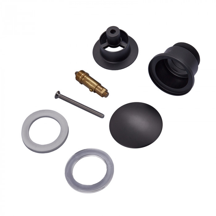 Донний клапан для раковини універсальний (з/без переливу) Koer PW-01-05 автоматичний (Click-Clack) (Колір чорний) 1 1/4'' (KR3403)