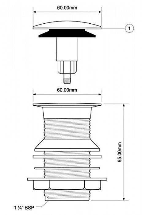 Корок "клік-клак" для умивальника без перелива 5/4 "Коричневий" CWU60-АB