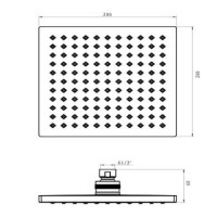 Верхний душ IMPRESE квадратный 200x200 мм, без кронштейна, хром SQ200