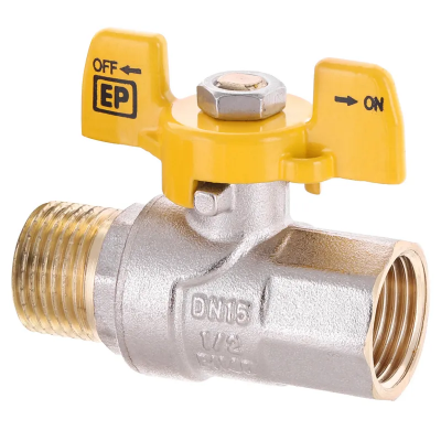 Кран кульовий Europroduct EP.111 - 1/2&quot; FM ГШМ YELLOW, ручка &quot;метелик&quot; жовта (EP2932)