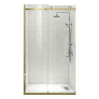 Двері у нішу розсувні KOER SR SD01-120x200-TR-12 прозоре скло EASY CLEAN 8мм матове золото (KR5377)