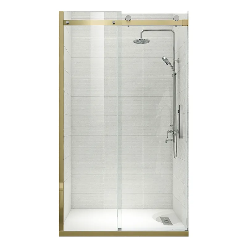 Двері у нішу розсувні KOER SR SD01-120x200-TR-12 прозоре скло EASY CLEAN 8мм матове золото (KR5377)
