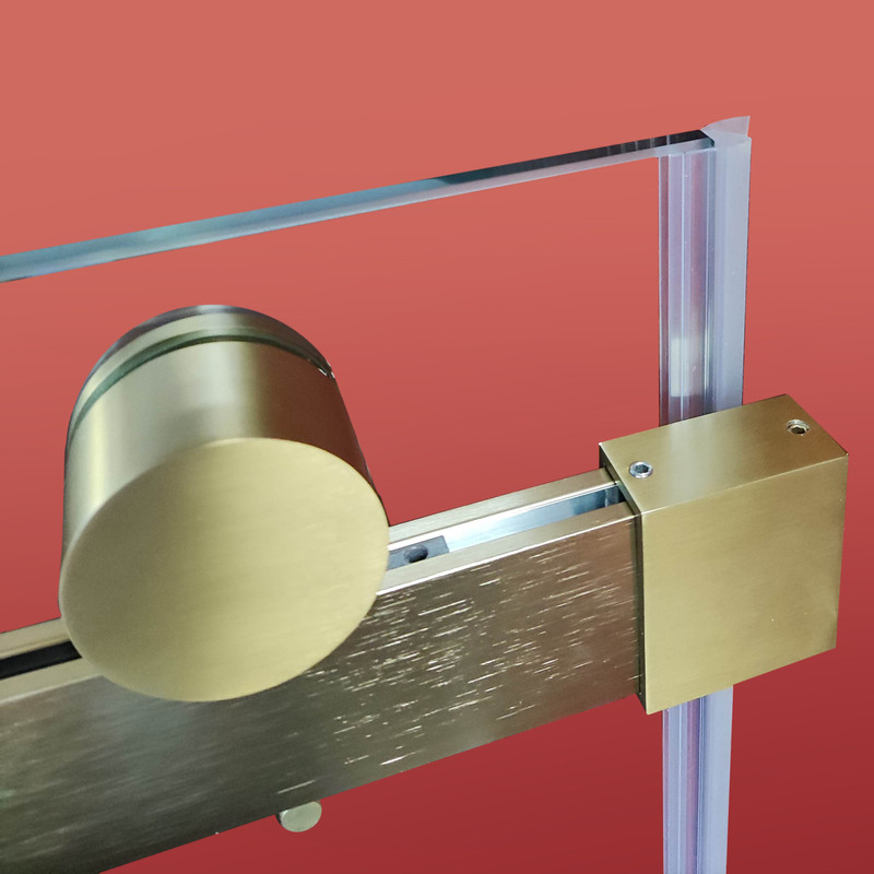 Двері у нішу розсувні KOER SR SD01-120x200-TR-12 прозоре скло EASY CLEAN 8мм матове золото (KR5377)