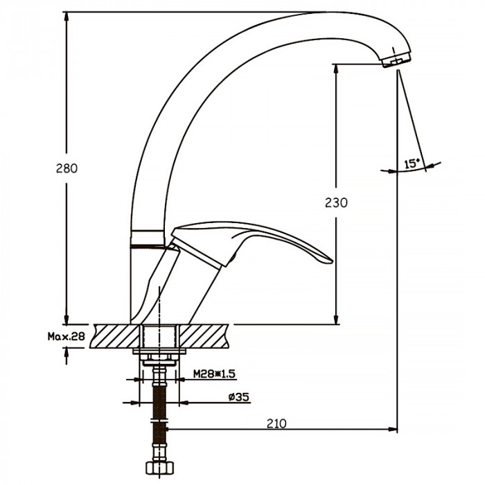Змішувач для кухні Haiba Fabio 777 (HB0107)
