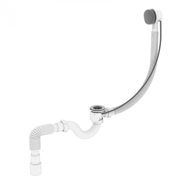 Сифон для ванни Zerix SV-01-B напівавтоматичний з переливом, без ревізії (Колір білий) 1 1/2'' (ZX4959)