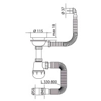 Сифон для кухні Mixxus SK-07-A 3 1/2"x40 з нерж.сіткою, гнучким круг. переливом (MI8198)