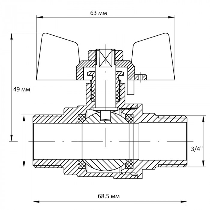 Кран кульовий Koer 3/4" ШШМ (KR.219) (KR0158)