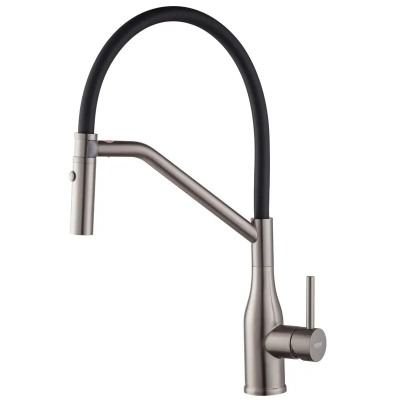 Змішувач для кухні Koer KI-70026-07 з чорним силіконовим виливом (KR5211)