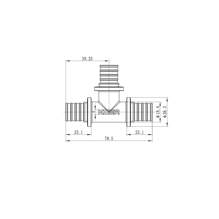 Трійник рівнопрохідний Koer KA.T20 - 20(2.8mm) x 20(2.8mm) x 20(2.8mm) (KR4885)