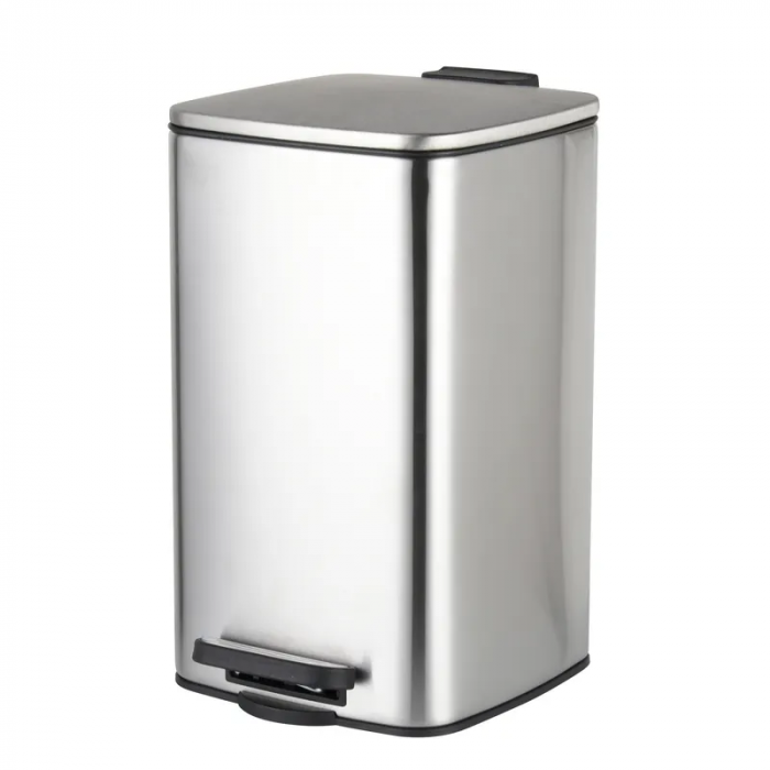 Відро для сміття з плавним закриттям квадратне Zerix Kubix-TC0108 SS Color 8л колір нержавійка (ZX5891)