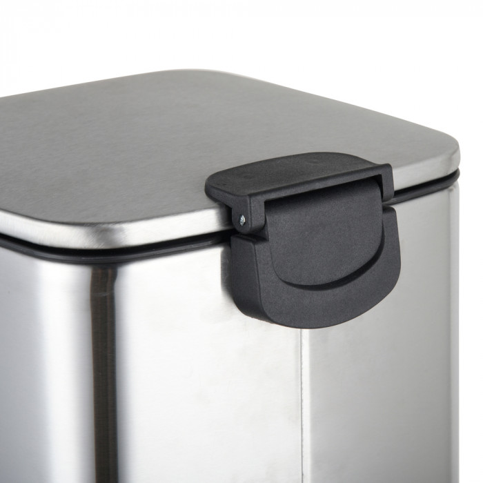 Відро для сміття з плавним закриттям квадратне Zerix Kubix-TC0108 SS Color 8л колір нержавійка (ZX5891)