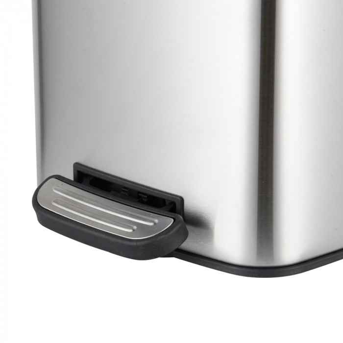 Відро для сміття з плавним закриттям квадратне Zerix Kubix-TC0108 SS Color 8л колір нержавійка (ZX5891)