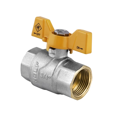 Кран кульовий Nolf NF.712 - 3/4&quot; FF ГГМ YELLOW, ручка &quot;метелик&quot; жовта (NF2946)