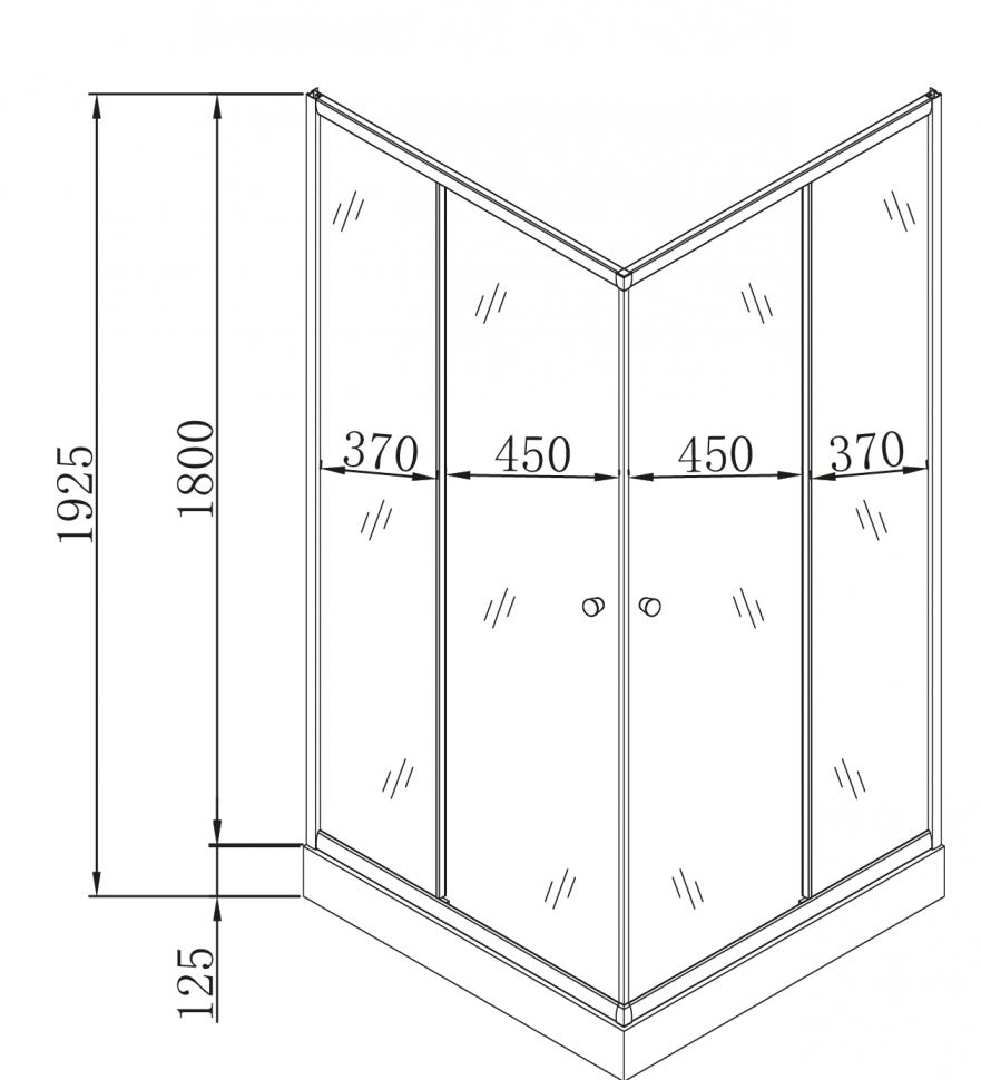 Душова кабіна з низьким піддоном MIXXUS CUBIC SCT01-90x90x195-FB CHROME матове скло 4мм (MI6903)