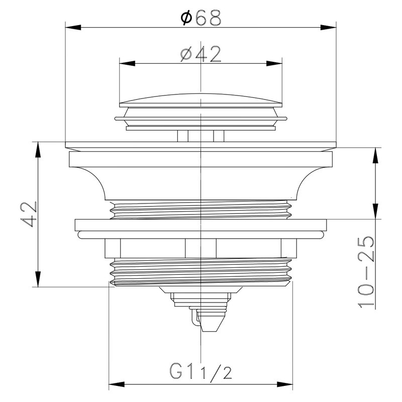Донний клапан для ванни ZERIX BV-07 автоматичний (Click-Clack) (Колір хром) 1 1/2'' (ZX6024)