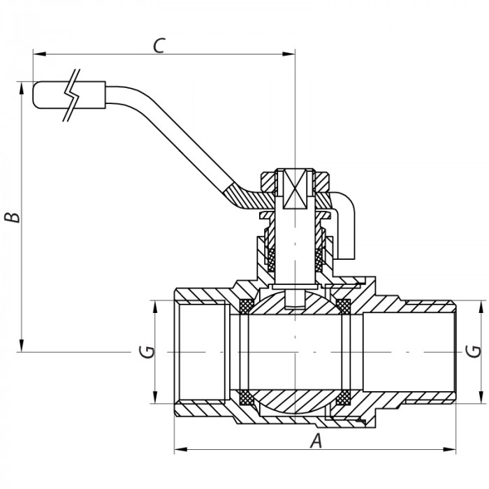 Кран кульовий KOER KR.215.G - 3/4" FM ГШВ YELLOW, ручка "важіль" жовта (KR0117)