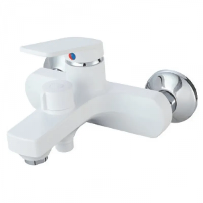 Змішувач для ванни Plamix Lucas-009 EURO SET White з шлангом, лійкою та кронштейном (PM0708)