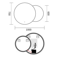 Дзеркало MIXXUS PREMIUM TOPPER MC01-100x75 з LED Touch, Anti-fog, димером (3-6,5kK) (MP6631)