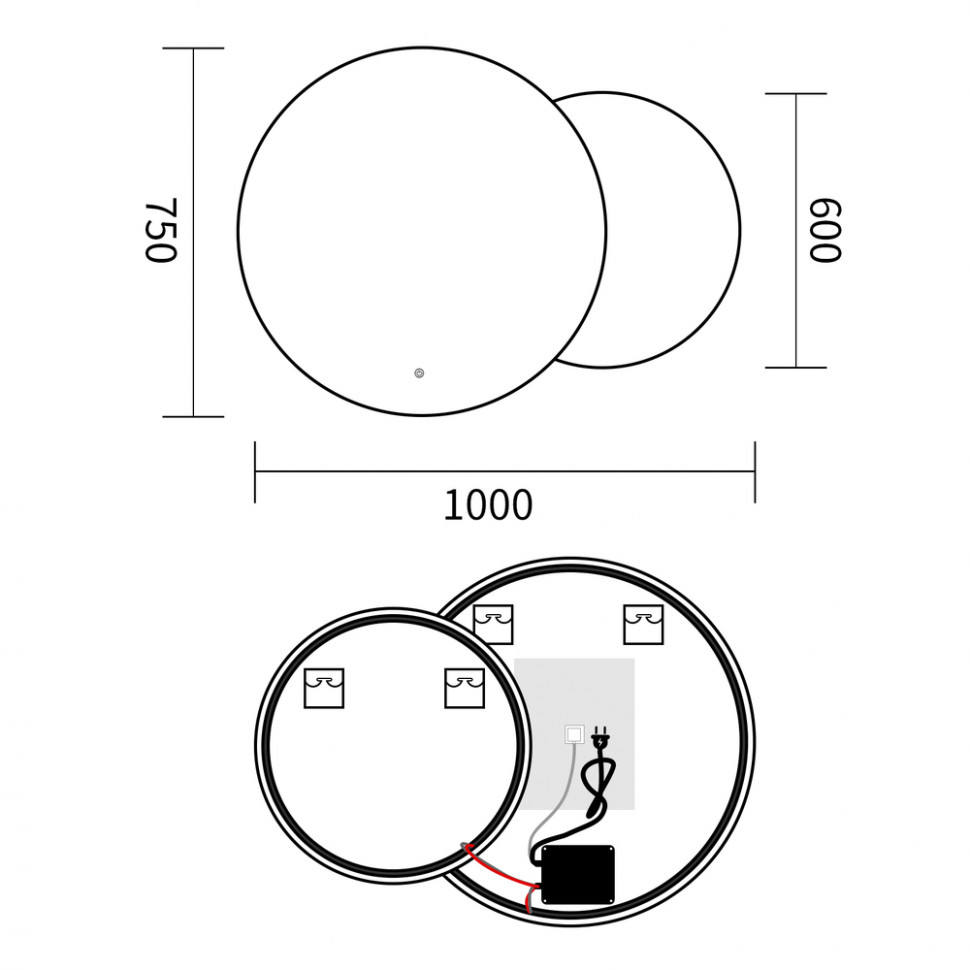 Дзеркало MIXXUS PREMIUM TOPPER MC01-100x75 з LED Touch, Anti-fog, димером (3-6,5kK) (MP6631)