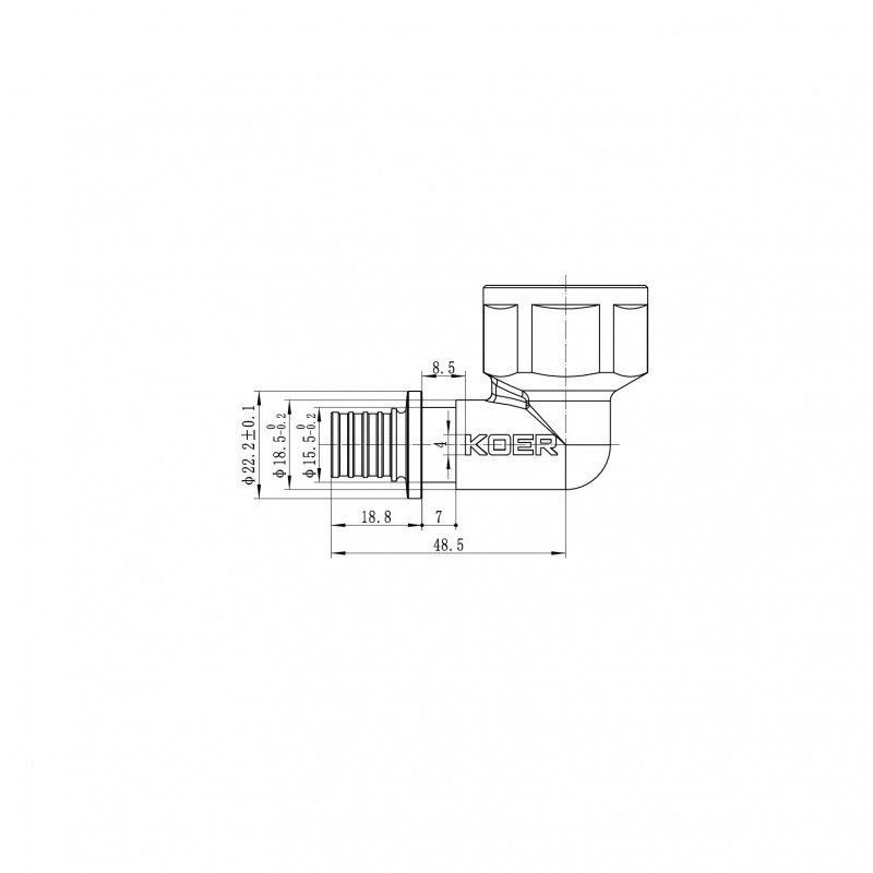 Кутник перехідний з ВР Koer KA.L08F-16 - 16(2.2mm) x 3/4"F (KR4877)