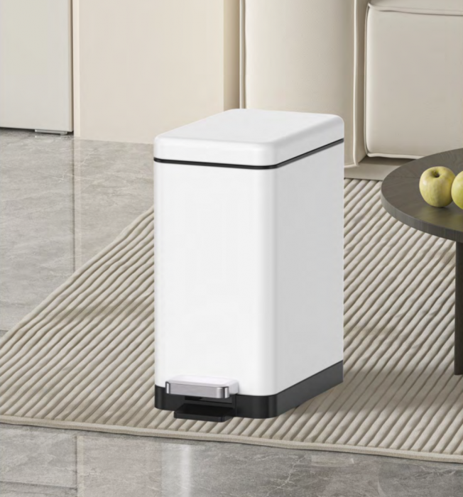 Відро для сміття з плавним закриттям прямокутне Koer TC-010210-08 10 л колір білий (KR5598)