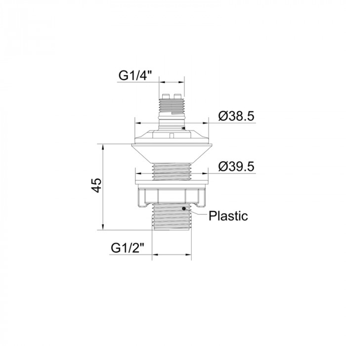 Пластиковий штуцер Koer KT-1402-1/2" до наповнювальної арматури для бачка унітазу підведення 1/2" (KR5649)