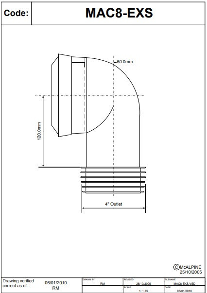 Колено 90* эластичное MAC8-EXS