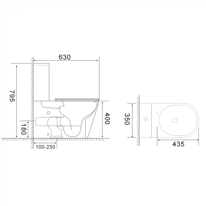 Унітаз-компакт Mixxus BEVEL-0407-T1 630х350х795mm, система змиву TORNADO 1.0 (MI6690)