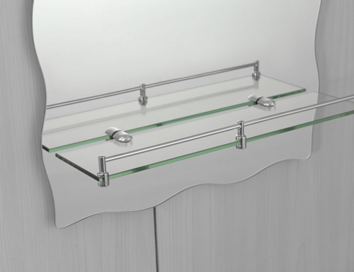 Дзеркало настінне Zerix MIRRA MRZ02-60x85x10 прямокутне з дугоподібним верxом, фігурними боками та полицею (ZX5620)