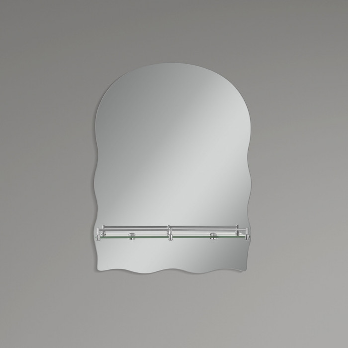 Дзеркало настінне Zerix MIRRA MRZ02-60x85x10 прямокутне з дугоподібним верxом, фігурними боками та полицею (ZX5620)